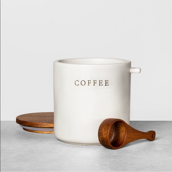 Hearth & Hand Stoneware Coffee Canister with Wood Lid & Scoop - Picture 2 of 6